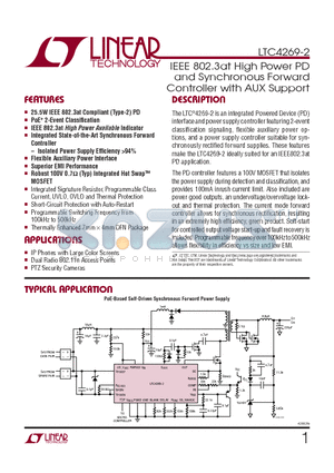 LTC4269CDKD-2-PBF datasheet - IEEE 802.3at High Power PD and Synchronous Forward Controller with AUX Support