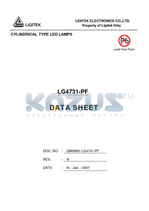 LG4731-PF datasheet - CYLINDRICAL TYPE LED LAMPS