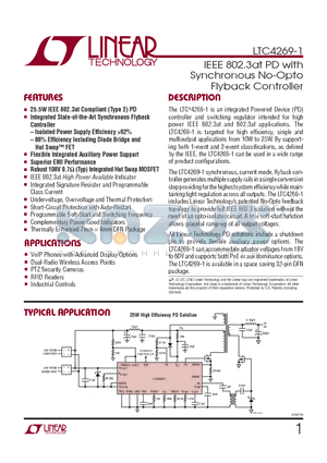 LTC4269IDKD-1-TRPBF datasheet - IEEE 802.3at PD with Synchronous No-Opto Flyback Controller