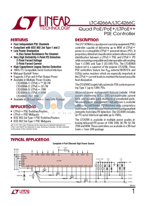 LTC4271 datasheet - Quad PoE/PoE/LTPoE PSE Controller
