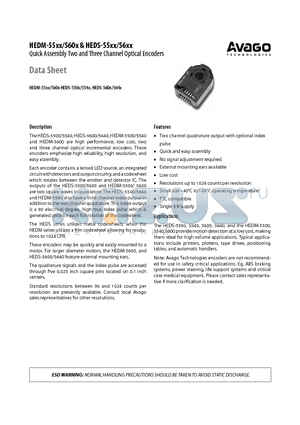 HEDS-55XX datasheet - Quick Assembly Two and Three Channel Optical Encoders