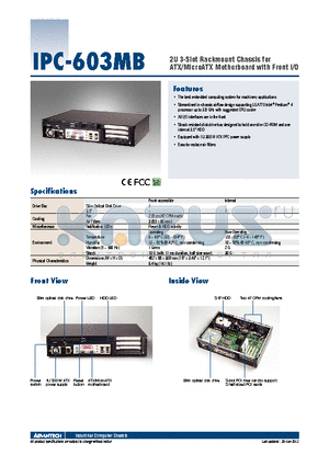 IPC-603MB_12 datasheet - 2U 3-Slot Rackmount Chassis for ATX/MicroATX Motherboard with Front I/O
