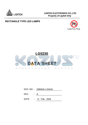 LG5230 datasheet - RECTANGLE TYPE LED LAMPS
