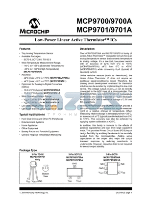 MCP9700-E/TO datasheet - Low-Power Linear Active Thermistor ICs