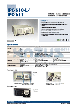 IPC-611 datasheet - 4U 15-Slot Rackmount Chassis with Front-Accessible Fan