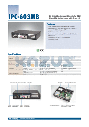 IPC-603MB0-00XE datasheet - 2U 3-Slot Rackmount Chassis for ATX/MicroATX Motherboard with Front I/O