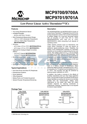 MCP9700A-H/TO datasheet - Low-Power Linear Active Thermistor ICs