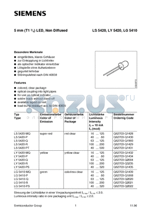 LG5410-MQ datasheet - 5 mm (T1 3/4) LED, Non Diffused