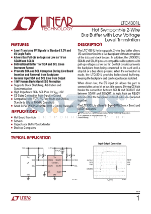 LTC4301LCDD8 datasheet - Hot Swappable 2-Wire Bus Buffer with Low Voltage Level Translation