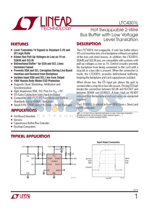 LTC4301LIMS8 datasheet - Hot Swappable 2-Wire Bus Buffer with Low Voltage Level Translation