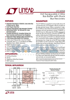 LTC4304 datasheet - Hot Swappable 2-Wire Bus Buffer with Stuck Bus Recovery
