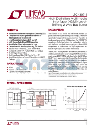 LTC4307CMS8-1-PBF datasheet - High Defi nition Multimedia Interface (HDMI) Level- Shifting 2-Wire Bus Buffer