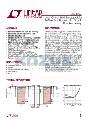 LTC4307IDD datasheet - Low Offset Hot Swappable 2-Wire Bus Buffer with Stuck Bus Recovery