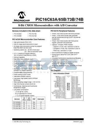 PIC16C63A-04/SP datasheet - 28/40-Pin 8-Bit CMOS Microcontrollers