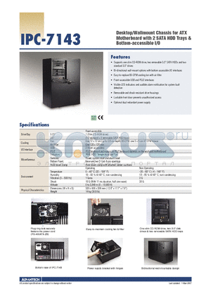 IPC-7143 datasheet - Desktop/Wallmount Chassis for ATX Motherboard with 2 SATA HDD Trays & Bottom-accessible I/O