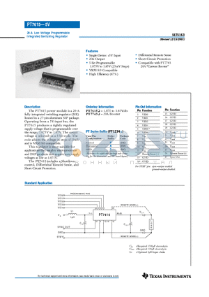 PT7615 datasheet - 20-A Low-Voltage Programmable Integrated Switching Regulator