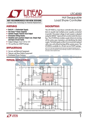 LTC4350IGNPBF datasheet - Hot Swappable Load Share Controller
