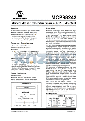 MCP98242 datasheet - Memory Module Temperature Sensor w/ EEPROM for SPD