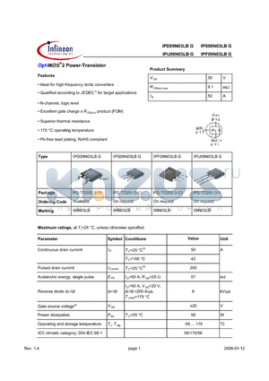 IPD09N03LBG datasheet - OptiMOS^2 Power-Transistor