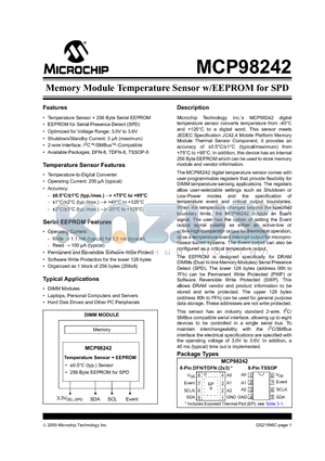 MCP98242-BE/MC datasheet - Memory Module Temperature Sensor w/EEPROM for SPD