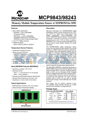 MCP98243 datasheet - Memory Module Temperature Sensor w/ EEPROM for SPD