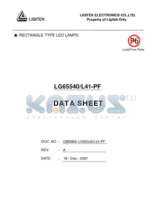 LG65540-L41-PF datasheet - RECTANGLE TYPE LED LAMPS