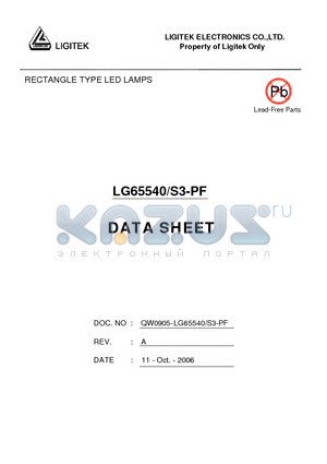 LG65540-S3-PF datasheet - RECTANGLE TYPE LED LAMPS