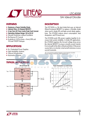 LTC4358 datasheet - 5A Ideal Diode