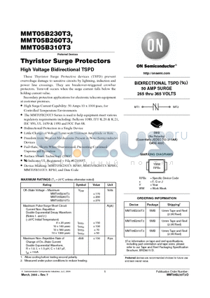 MMT05B310T3 datasheet - Thyristor Surge Protectors