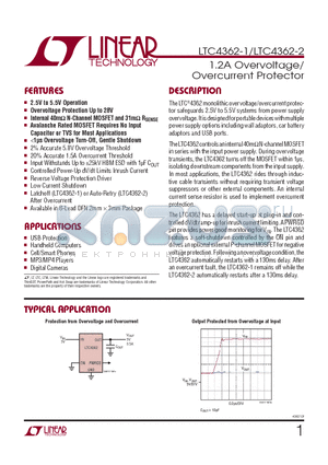 LTC4362-1 datasheet - 1.2A Overvoltage/ Overcurrent Protector