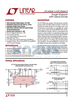 LTC4365 datasheet - Surge Stopper with Ideal Diode n Adjustable Output Clamp Voltage