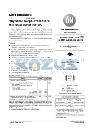 MMT10B350T3 datasheet - Thyristor Surge Protectors High Voltage Bidirectional TSPD