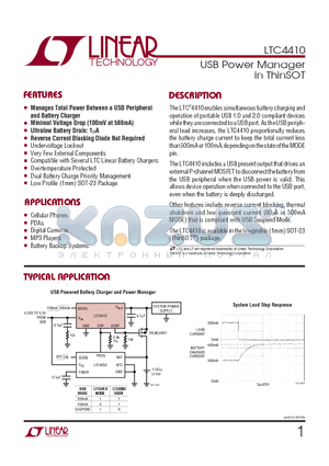LTC4410ES6 datasheet - USB Power Manager in ThinSOT