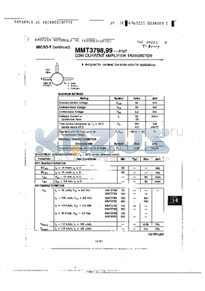 MMT3799 datasheet - LOW CURRENT AMPLIFIERTRANSISTOR