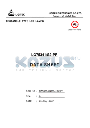 LG75341-S2-PF datasheet - RECTANGLE TYPE LED LAMPS
