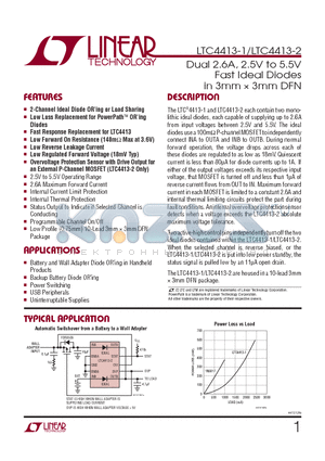 LTC4413EDD1 datasheet - Dual 2.6A, 2.5V to 5.5V Fast Ideal Diodes in 3mm  3mm DFN