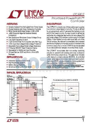 LTC4417 datasheet - Prioritized PowerPath Controller Selects Highest Priority Supply from Three Inputs