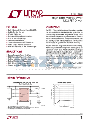 LTC4440 datasheet - High Side Micropower MOSFET Driver Fully Enhances N-Channel Power MOSFETs