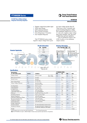 PT78NR200 datasheet - 10-12W Plus to Minus Voltage Integrated Switching Regulator