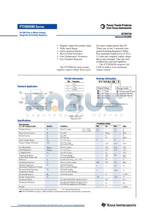 PT78NR206S datasheet - 10-12W Plus to Minus Voltage Integrated Switching Regulator