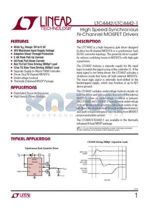 LTC4442IMS8E-1-TRPBF datasheet - High Speed Synchronous N-Channel MOSFET Drivers
