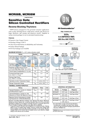 MCR08M datasheet - Sensitive Gate Silicon Controlled Rectifiers