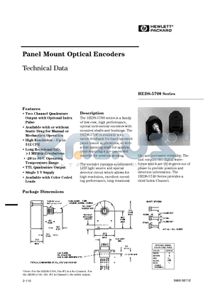 HEDS-5700-A10 datasheet - Panel Mount Optical Encoders