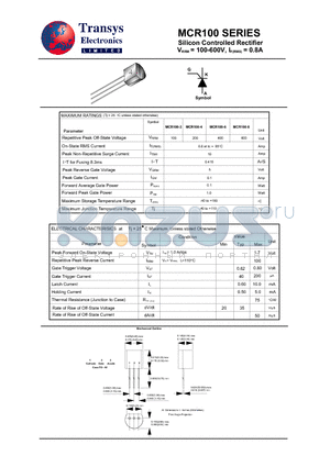 MCR100 datasheet - Silicon Controlled Rectifier