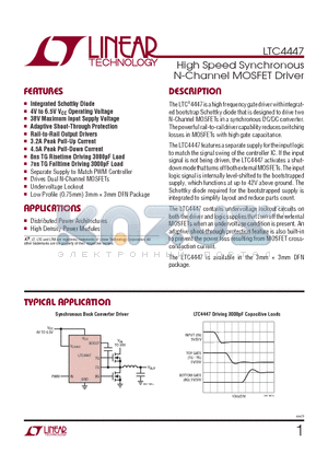 LTC4447EDD-TRPBF datasheet - High Speed Synchronous N-Channel MOSFET Driver