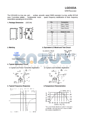 LGE433A datasheet - SAW Resonator