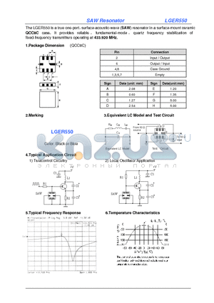 LGER550 datasheet - SAW Resonator