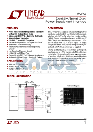 LTC4557EUD datasheet - Dual SIM/Smart Card Power Supply and Interface