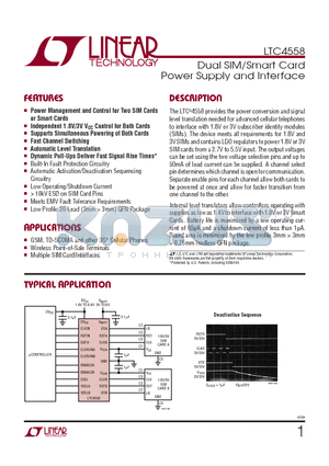 LTC4558EUD datasheet - Dual SIM/Smart Card Power Supply and Interface