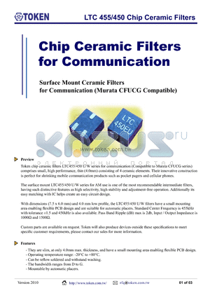 LTC455DU datasheet - Chip Ceramic Filters for Communication